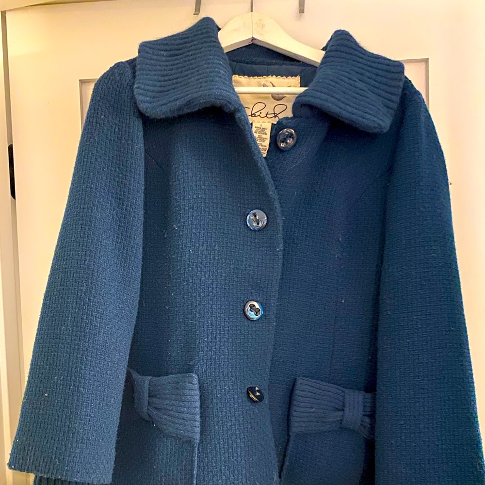 Anthropologie Teal Knit Coat